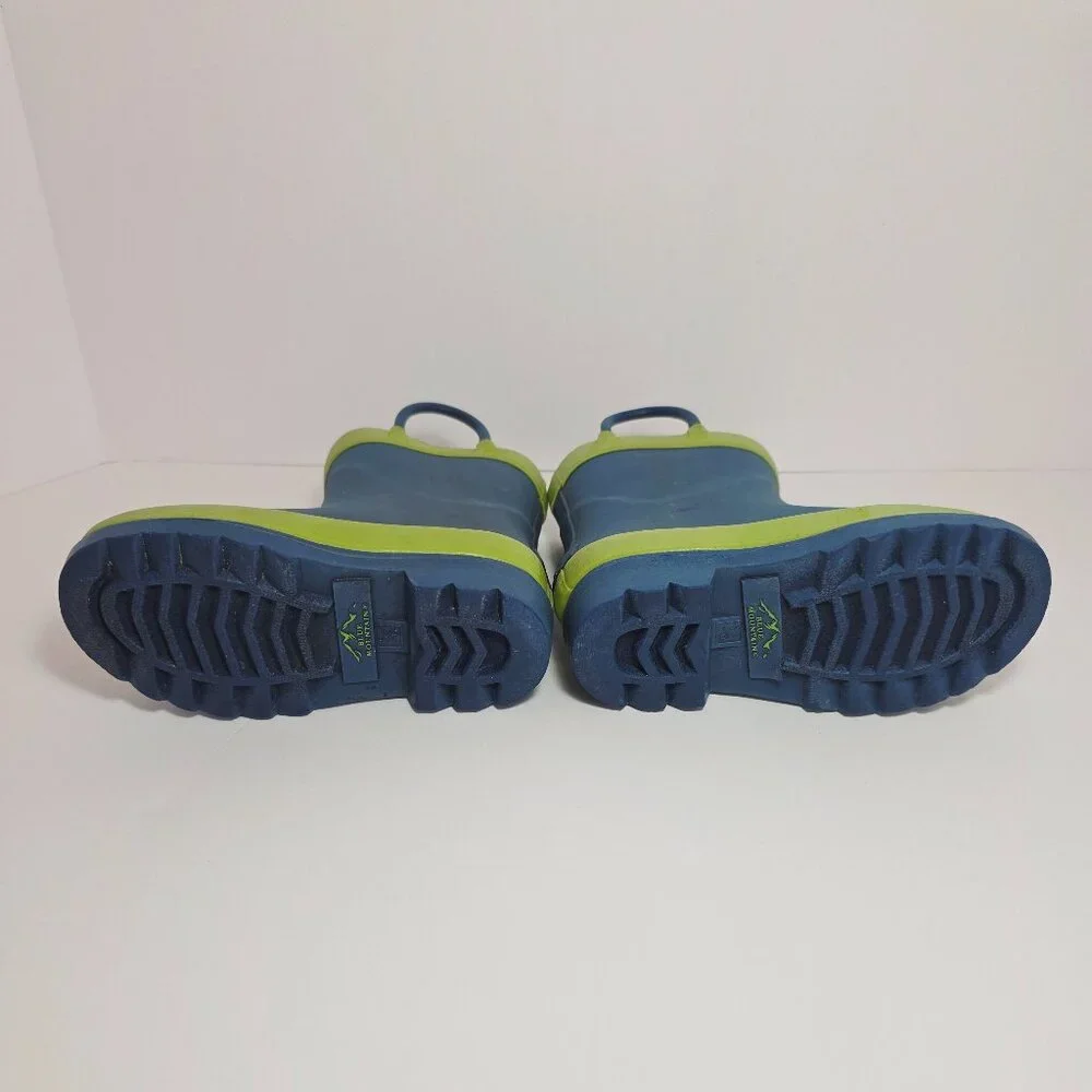 Blue Mountain Kids Rain Boots Blue & Lime Green | Size 5/6 - Picture 2 of 6